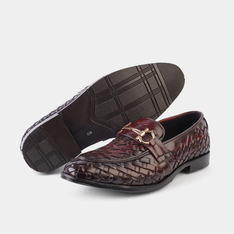 The Grand Woven Leather Tan Men Shoe Penny Loafer