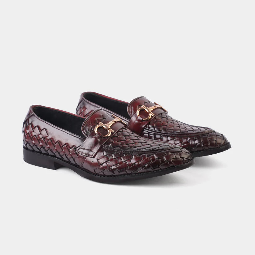 The Grand Woven Leather Tan Men Shoe Penny Loafer
