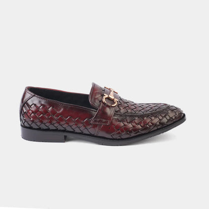The Grand Woven Leather Tan Men Shoe Penny Loafer
