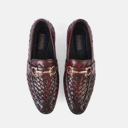 The Grand Woven Leather Tan Men Shoe Penny Loafer