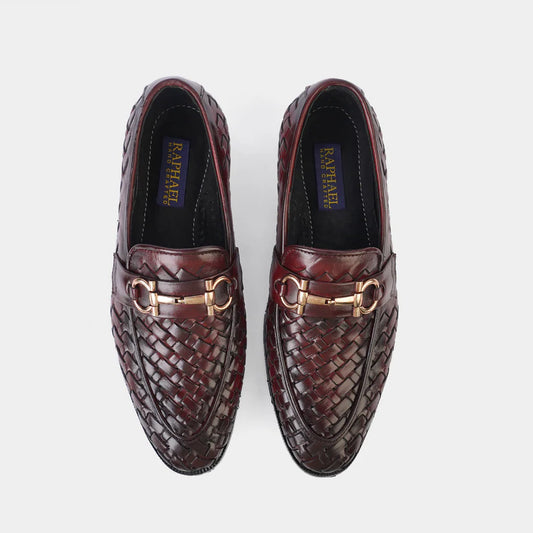 The Grand Woven Leather Tan Men Shoe Penny Loafer