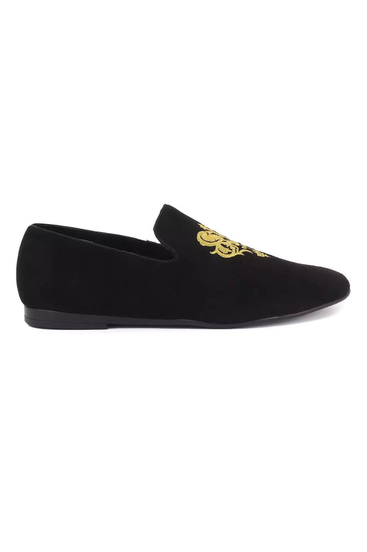 Black Velvet Slip-On Loafers