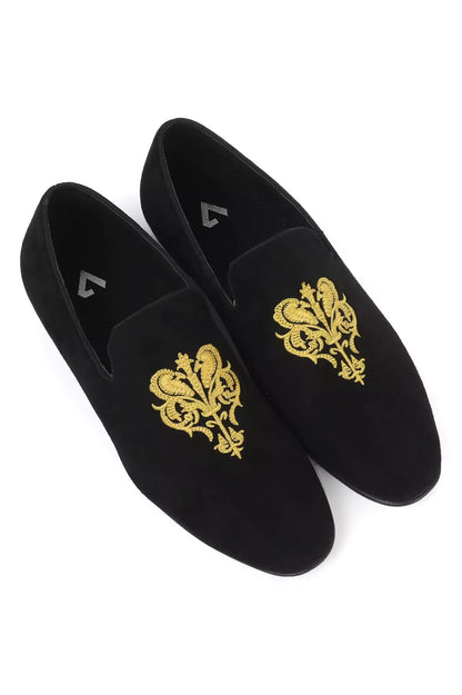 Black Velvet Slip-On Loafers